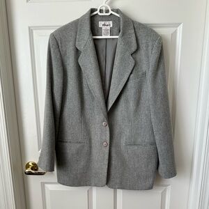Vintage Worthington Wool Blend Blazer Jacket Coat Women Size 18 Gray